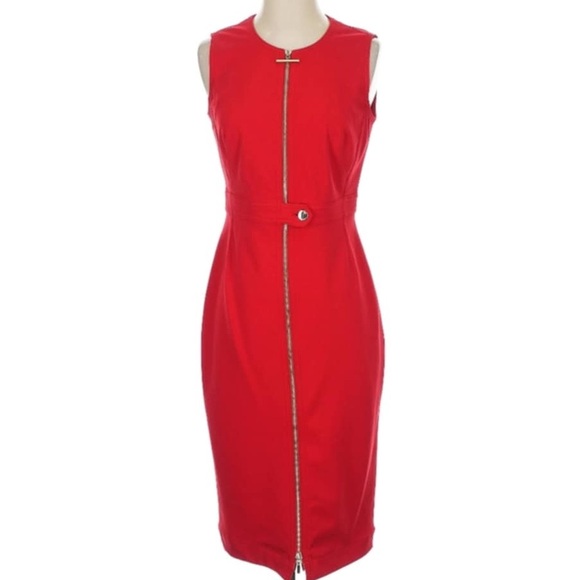 Calvin Klein Red Sheath Midi Dress - Picture 1 of 3
